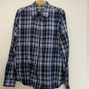 Express blue plaid dress shirt